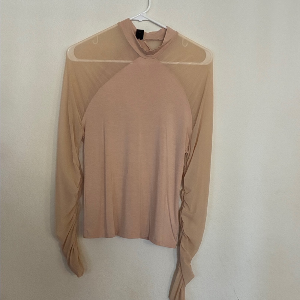 SHEIN Cream Asymmetrical Blouse with Mandarin Collar